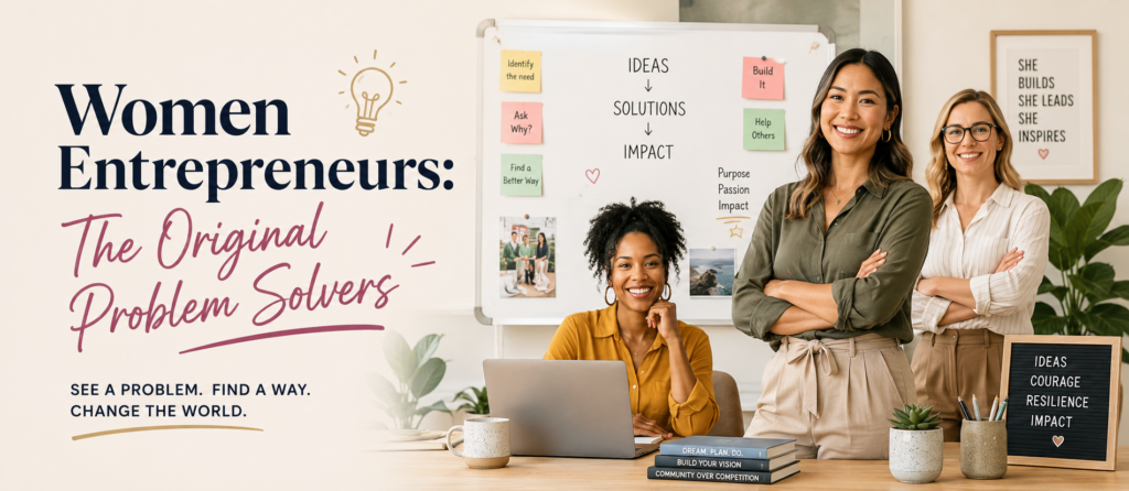 3 30-something women entrepreneurs in an office setting.