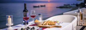 table for 2 in a seaside setting