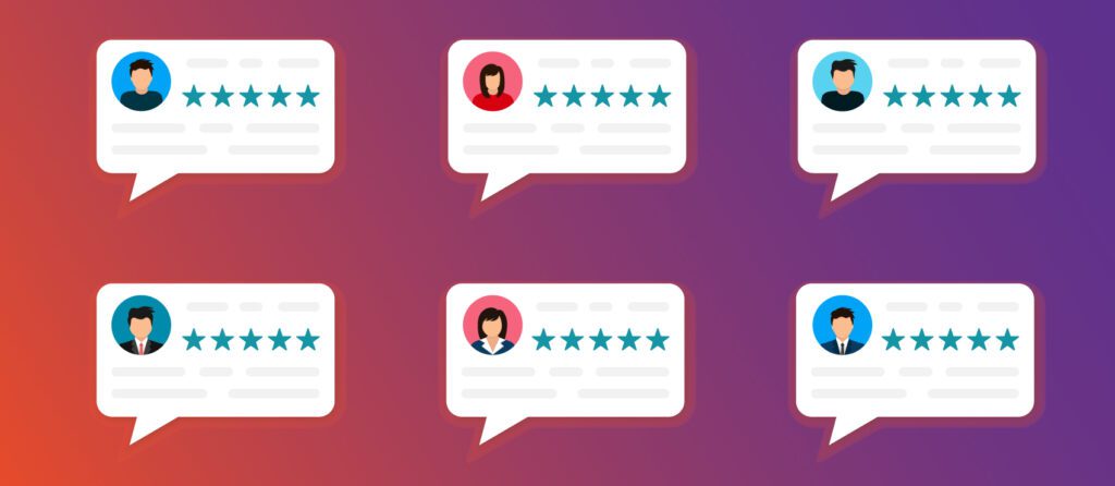 graphic showing 5-star reviews for testimonials